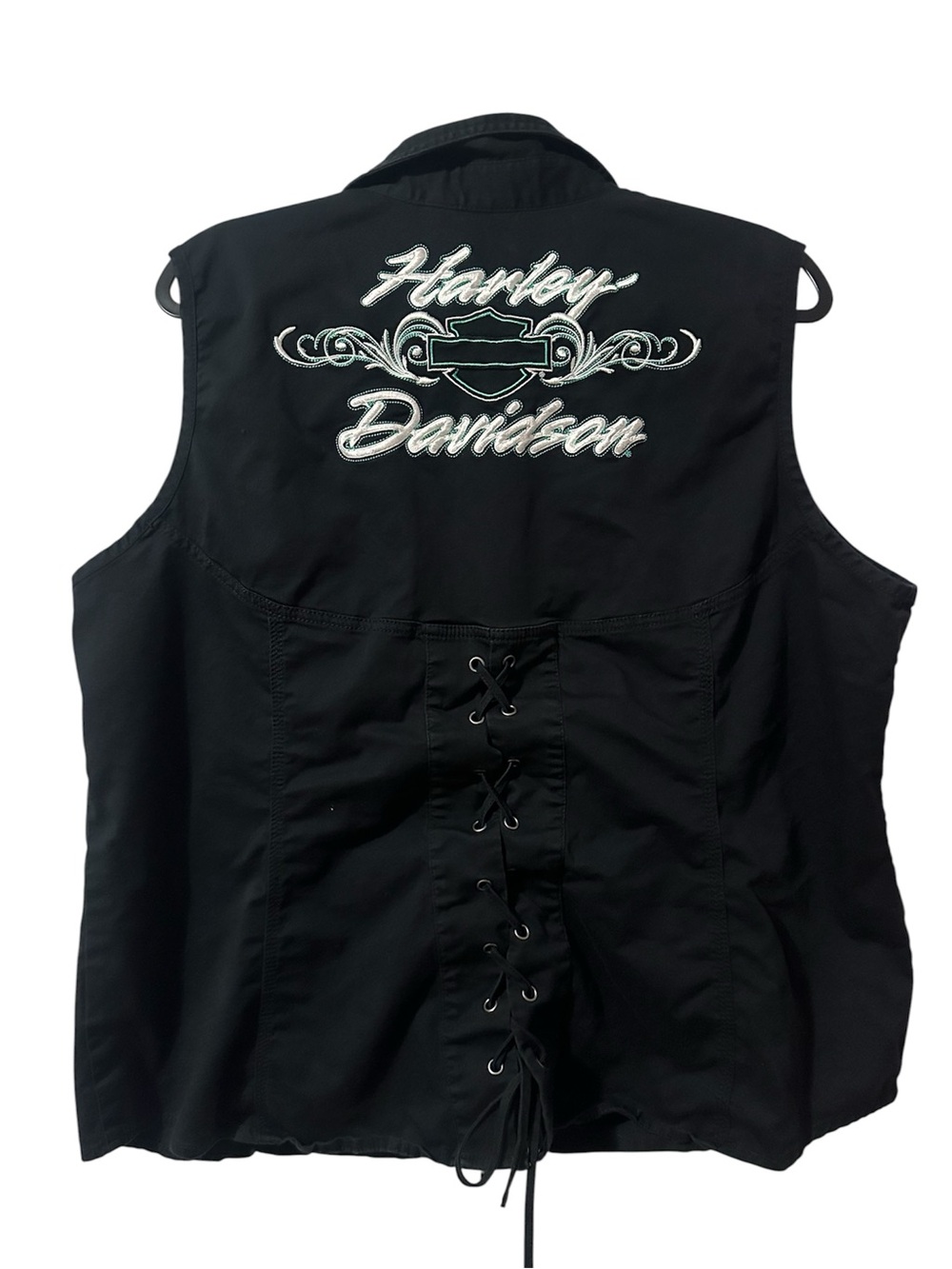 Harley Davidson Biker Vest lace up shirt vest women’s 2x